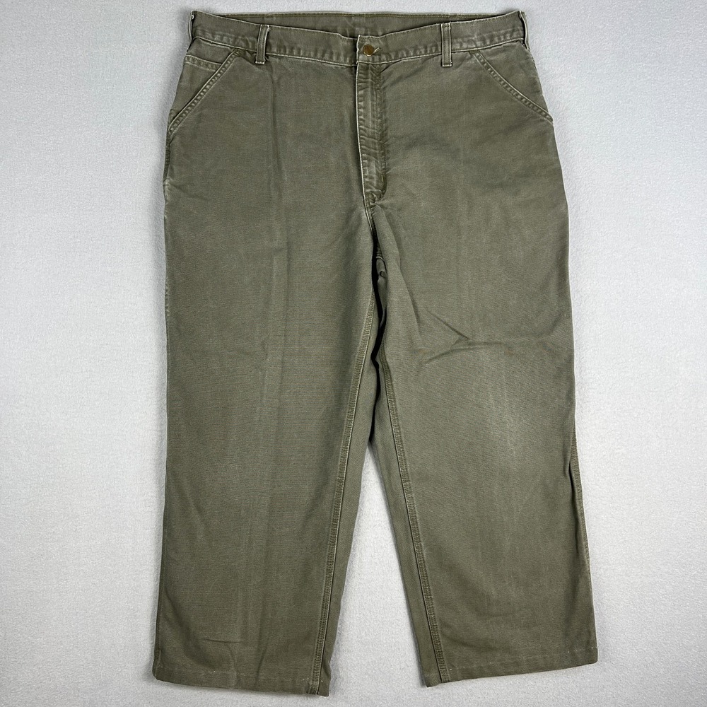 Carhartt Washed Duck Dungaree Pants Fit 40x27 Loose Straight Leg B11 MOS Altered